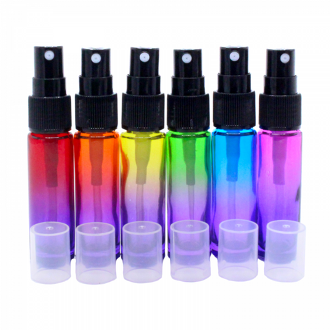 Spray flasker i glas, 10 ml, 5 farver og indeholder 6 stk